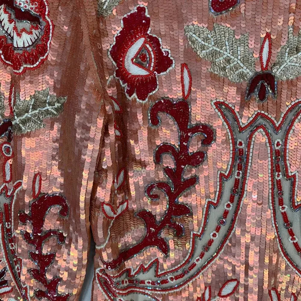 Needle & Thread Tapestry Motif Mini Dress US 6 Rose Gold Sequin Cocktail - Picture 4 of 16